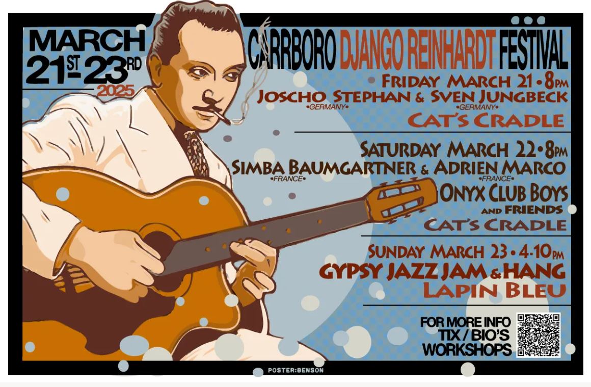 Save the dates!

Carrboro Django Reinhardt Festival March 21-23

onyxclubboys.com/carrboro-djang…