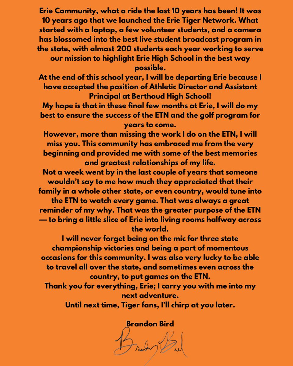 An update from Mr. Bird