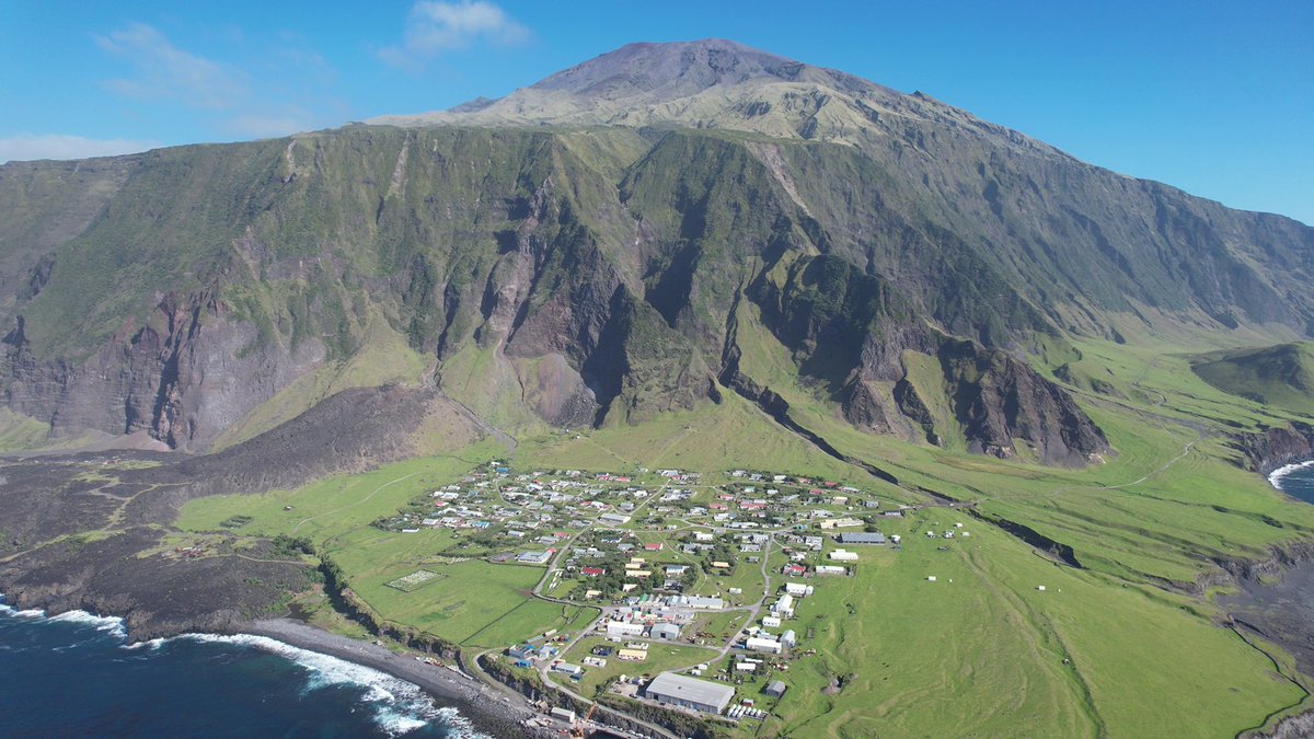 Tristan da Cunha, home to the world's most remote community, is facing rising landslide risks as climate change reshapes its volcanic landscape 🌋 

BGS scientist <a href="/volcanna/">Anna Hicks</a> is on the island, mapping hazards to help protect its 233 inhabitants.

📸 @nautical_neil, February 2025
