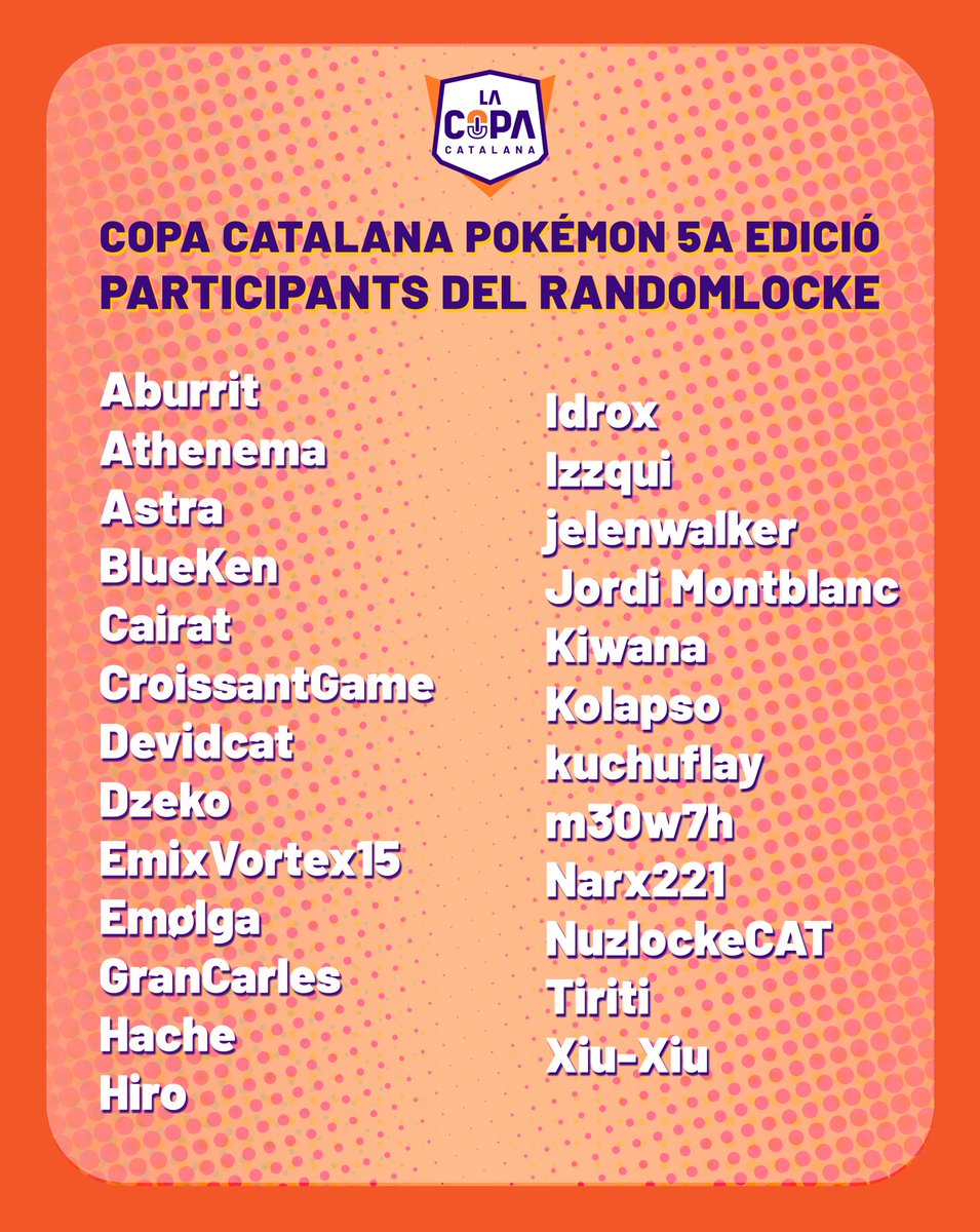 copapokemon's tweet photo. Ja ho tenim aquí! Busqueu el vostre nom per saber si heu entrat a la copa! 🏆

Moltes felicitats a tots els participants! 👏 https://t.co/NYuq09WGrh