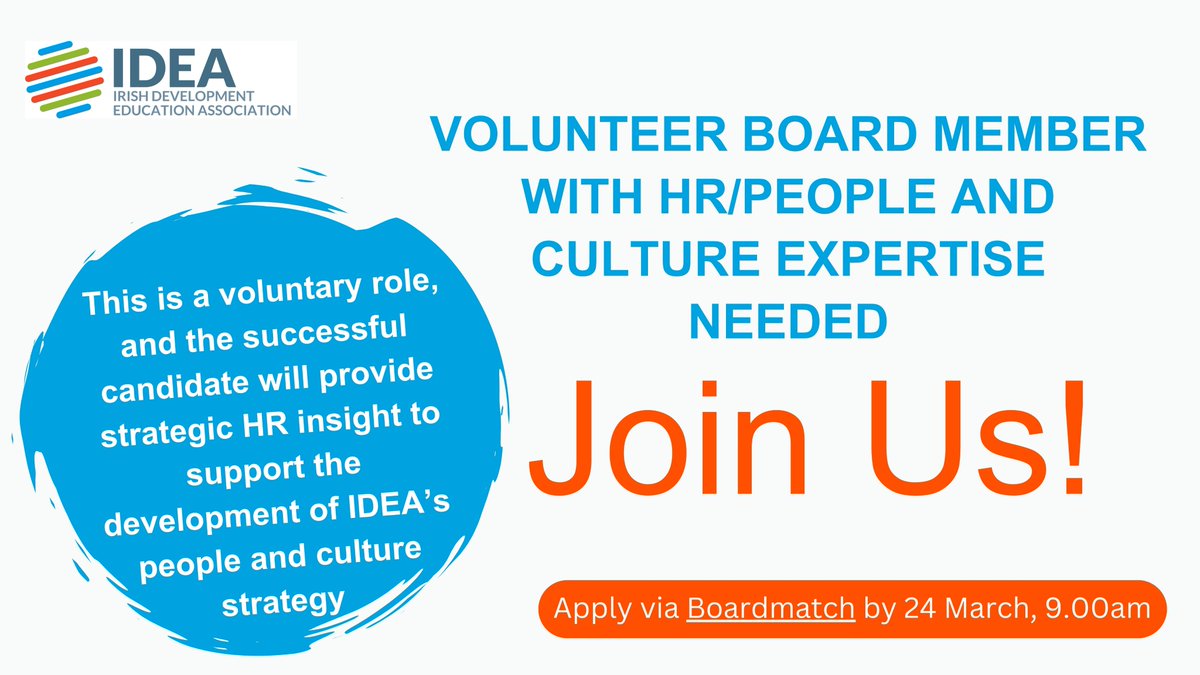 Join our National Council

We are seeking a new Board member experienced in human resources/people &amp; culture. This voluntary role will provide HR insight into IDEA's people and culture strategy. Apply via Boardmatch by 24 March, 9am. More👉 bit.ly/4bhycAv