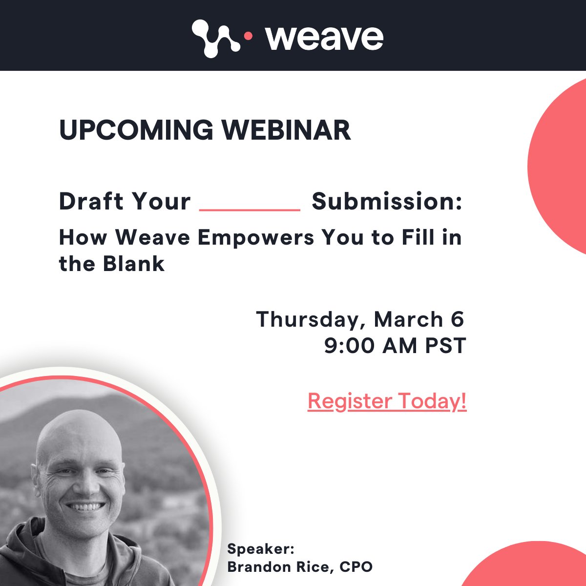 Regulatory Submissions, Simplified – Free Webinar 🖥️

Regulatory submissions are complex, but drafting them doesn’t have to be. What if you could generate structured, submission-ready content at the click of a button?

Join us for the webinar "Draft Your _______ Submission: How