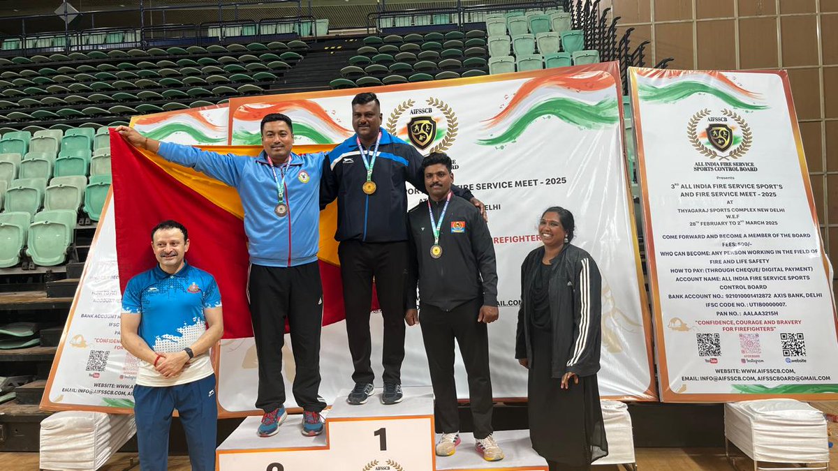 Assam Police (@assampolice) on Twitter photo Our Fire Fighters from <a href="/FnESAssam/">Fire and Emergency Services Assam</a> flexed their strength at the 3rd All India Fire Service Sports Meet 2025!
Fireman Amar Barman – Gold (Arm Wrestling 100kg)
Fireman Partha Pratim Gogoi – Silver (Discus Throw)
Fireman Dipankar Barman – Bronze (Arm Wrestling 79kg)
<a href="/HardiSpeaks/">Hardi Singh</a> Our Fire Fighters from <a href="/FnESAssam/">Fire and Emergency Services Assam</a> flexed their strength at the 3rd All India Fire Service Sports Meet 2025!
Fireman Amar Barman – Gold (Arm Wrestling 100kg)
Fireman Partha Pratim Gogoi – Silver (Discus Throw)
Fireman Dipankar Barman – Bronze (Arm Wrestling 79kg)
<a href="/HardiSpeaks/">Hardi Singh</a>