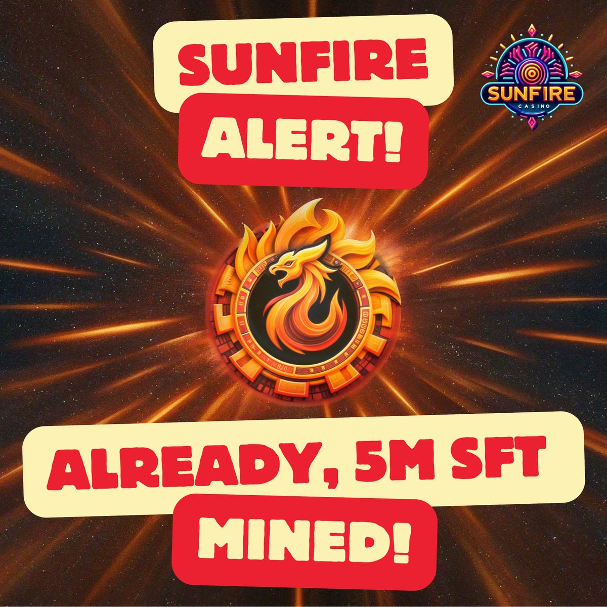 SunfireCasino's tweet photo. Wow! We have news...

Already, 5 million $SFT mined. 
Pool has reached +25k USDT.
Thousands of users, big multies everywhere and strong community on TG. 

Join now --> https://t.co/eHwtRDIuzj https://t.co/aAZk3KBW44