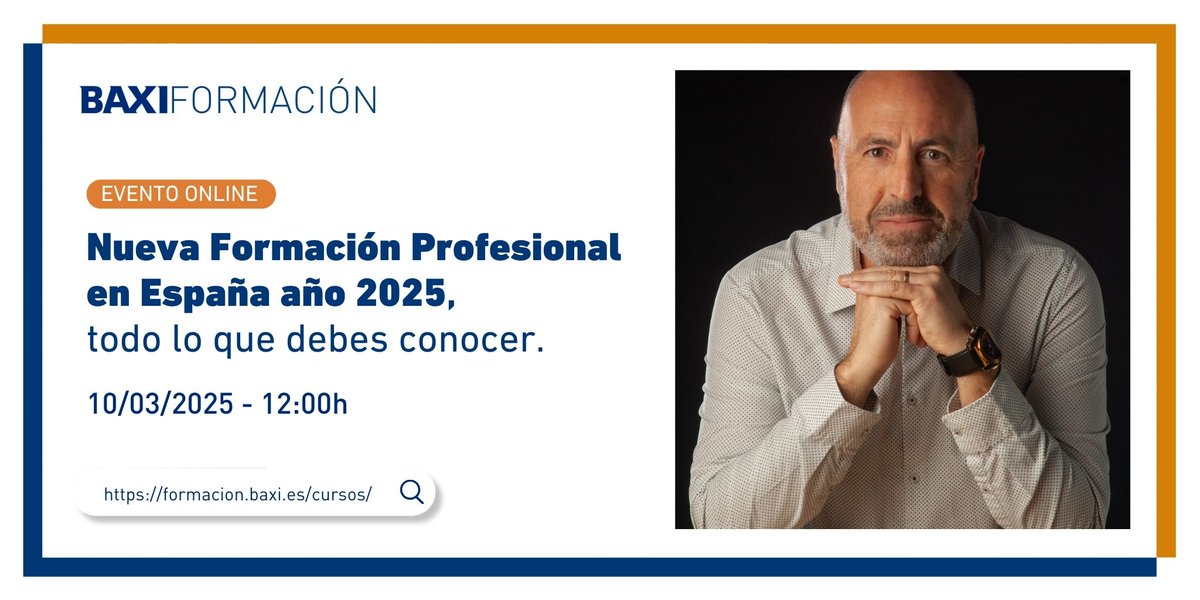 📣 Atención profesionales del sector!    

El 10/3 impartiré con <a href="/BAXI_ES/">BAXI</a> un curso sobre la nueva FP Dual en España 2025.
 
💻Cambios en la ley 
📡 Evento online 

- Inscríbete aquí: formacion.baxi.es/cursos/acredit…