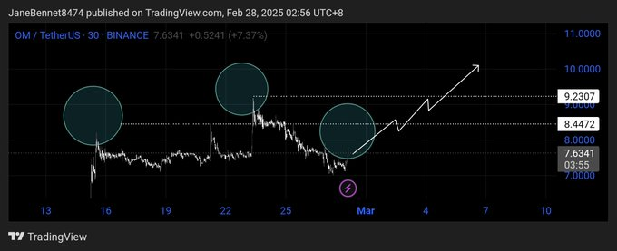 VaultWaves's tweet photo. My previous prediction of $OM hitting $7 has come to fruition! 

Now, I'm setting my sights on $15 as the next target, anticipated to be reached by Q2 2025. 

If you haven't already — consider adding this promising asset to your portfolio to capitalize on its potential growth! 🧲 https://t.co/zfEZFGwsxF