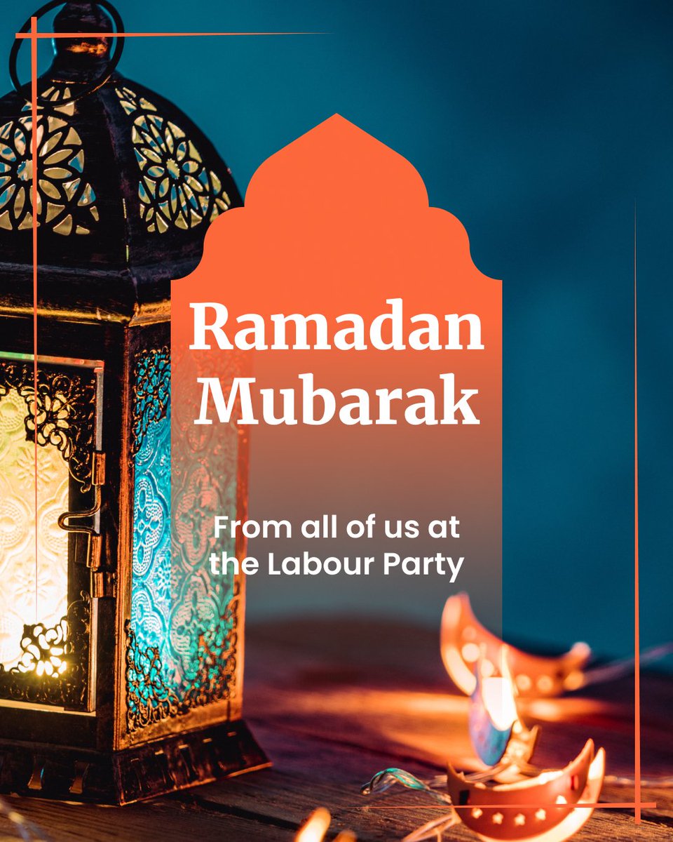 Ramadan Mubarak from everyone at the Labour Party.
 
Wishing you and your family a peaceful Ramadan.
