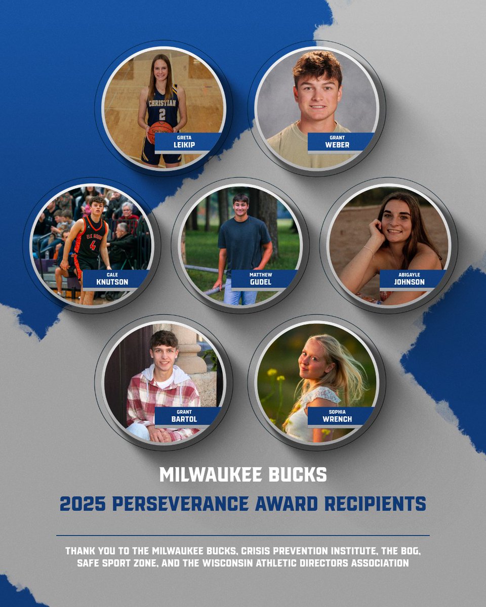 WADA Wisconsin (@wadawisconsin) on Twitter photo Congratulations to Grant Weber, Abigayle Johnson, Matthew Gudel, Greta Leikip, Grant Bartol, Sophia Wrench, & Cale Knutson, the 2025 Milwaukee Bucks Perseverance Award recipients! Info here: rb.gy/46o2oo Thanks to the <a href="/Bucks/">Milwaukee Bucks</a>, <a href="/CPI_Training/">Crisis Prevention Institute</a>, The Bog & <a href="/SafeSportZone/">Safe Sport Zone</a> Congratulations to Grant Weber, Abigayle Johnson, Matthew Gudel, Greta Leikip, Grant Bartol, Sophia Wrench, & Cale Knutson, the 2025 Milwaukee Bucks Perseverance Award recipients! Info here: rb.gy/46o2oo Thanks to the <a href="/Bucks/">Milwaukee Bucks</a>, <a href="/CPI_Training/">Crisis Prevention Institute</a>, The Bog & <a href="/SafeSportZone/">Safe Sport Zone</a>