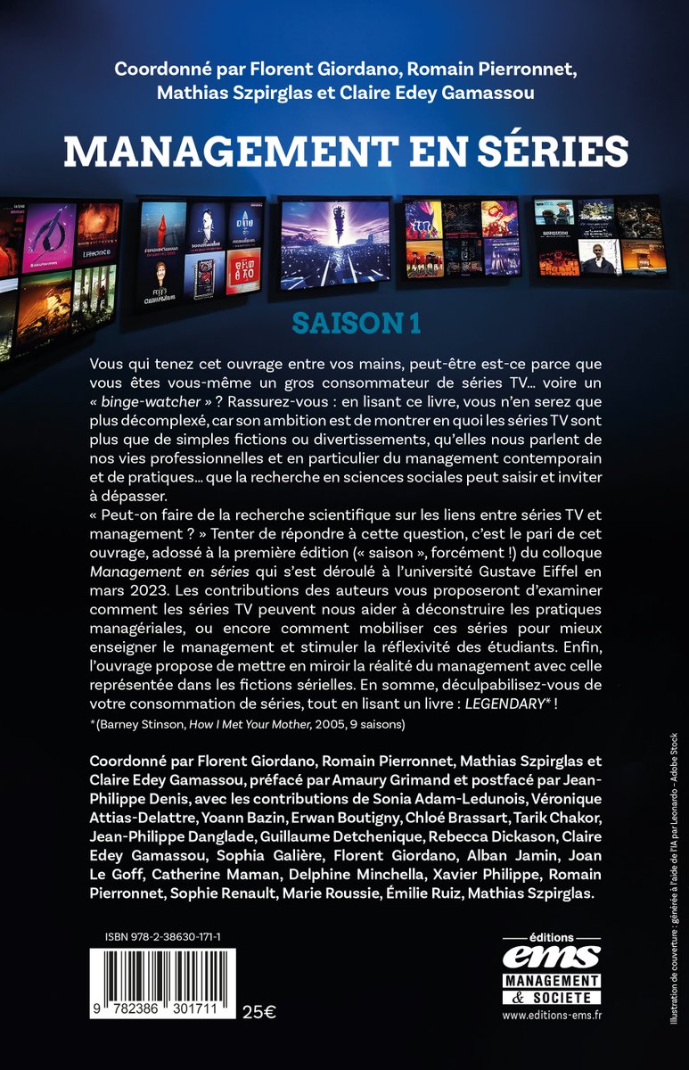 Master Management IAE Paris-Est / AMGN (@master_iae_eogn) on Twitter photo En librairie : Management en séries <a href="/editionsEMS/">Éditions EMS</a> dirigé par <a href="/rpierronnet/">Romain Pierronnet</a> <a href="/claireedey/">Claire Edey</a> <a href="/MathSzpirglas/">Mathias Szpirglas</a> & Florent Giordano
Droits d’auteurs reversés au collectif CLASCHES qui œuvre dans la lutte contre les violences sexistes et sexuelles dans le secteur académique.
⤵️⤵️👏 En librairie : Management en séries <a href="/editionsEMS/">Éditions EMS</a> dirigé par <a href="/rpierronnet/">Romain Pierronnet</a> <a href="/claireedey/">Claire Edey</a> <a href="/MathSzpirglas/">Mathias Szpirglas</a> & Florent Giordano
Droits d’auteurs reversés au collectif CLASCHES qui œuvre dans la lutte contre les violences sexistes et sexuelles dans le secteur académique.
⤵️⤵️👏