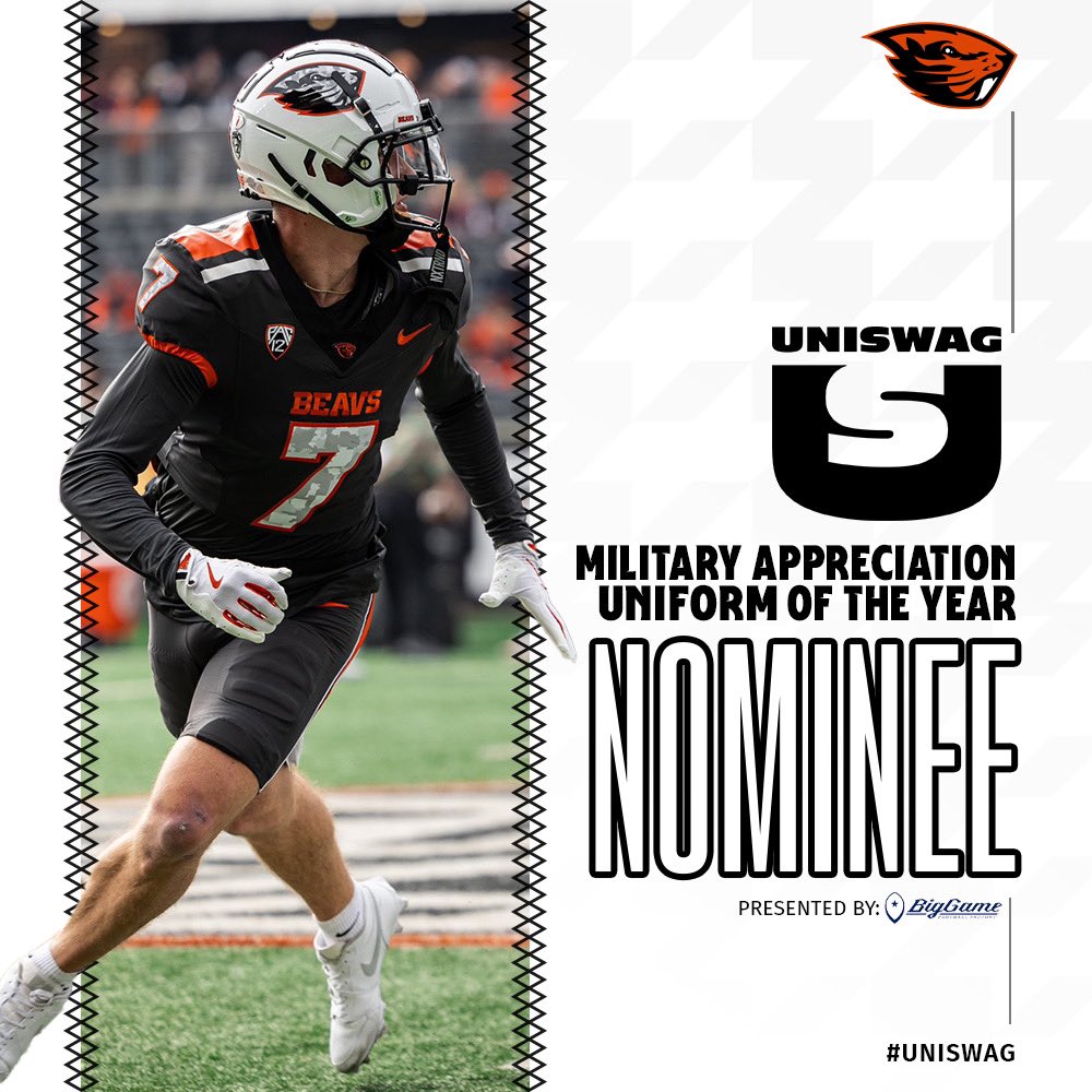 UNISWAG (@uniswag) on Twitter photo UNISWAG Military Appreciation Uniform of the Year Nominee presented by <a href="/BigGameUSA/">Big Game USA</a>
<a href="/BeaverFootball/">Oregon State Football</a> is up for the best military appreciation uniform of the 2024 College Football season!
Click here to vote: bit.ly/2sHF6u9
#uniswag UNISWAG Military Appreciation Uniform of the Year Nominee presented by <a href="/BigGameUSA/">Big Game USA</a>
<a href="/BeaverFootball/">Oregon State Football</a> is up for the best military appreciation uniform of the 2024 College Football season!
Click here to vote: bit.ly/2sHF6u9
#uniswag