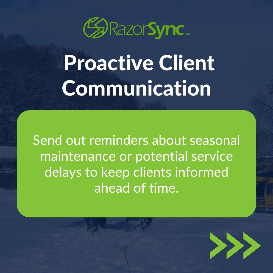 RazorSync's tweet image. Spring might be coming around the corner, but winter conditions are still lingering.
Use RazorSync to streamline operations and ensure seamless communication with clients in winter and beyond.
hubs.ly/Q033ZXyr0
#StreamlinedScheduling #FieldServiceTools #RazorSync