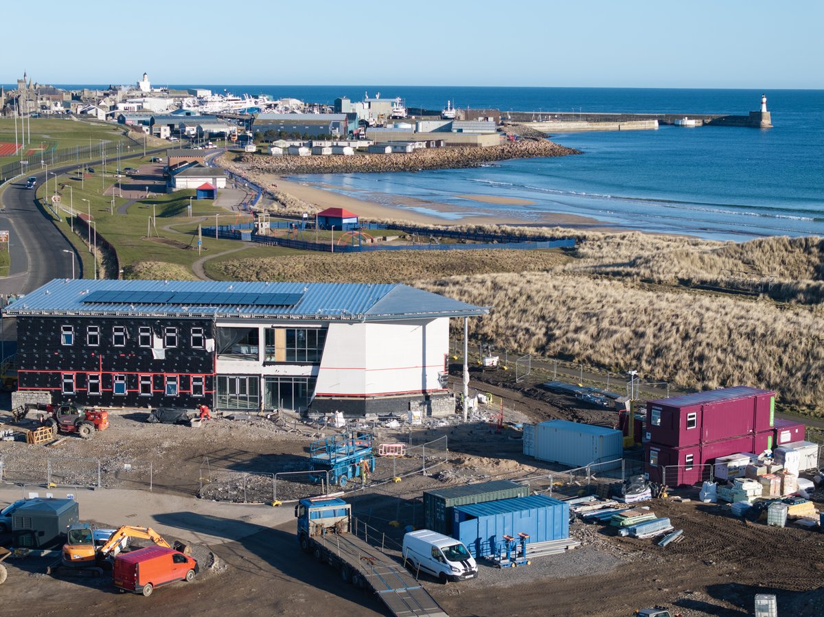 Rapid progress on our new HQ, captured on a fine bright morning in the Broch.
