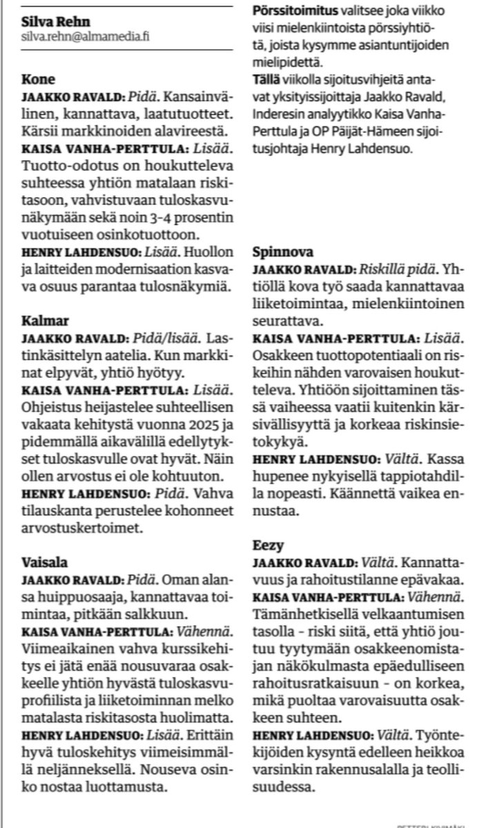 Kauppalehden sijoitusvihjeet 27.2.2025 #sijoittaminen