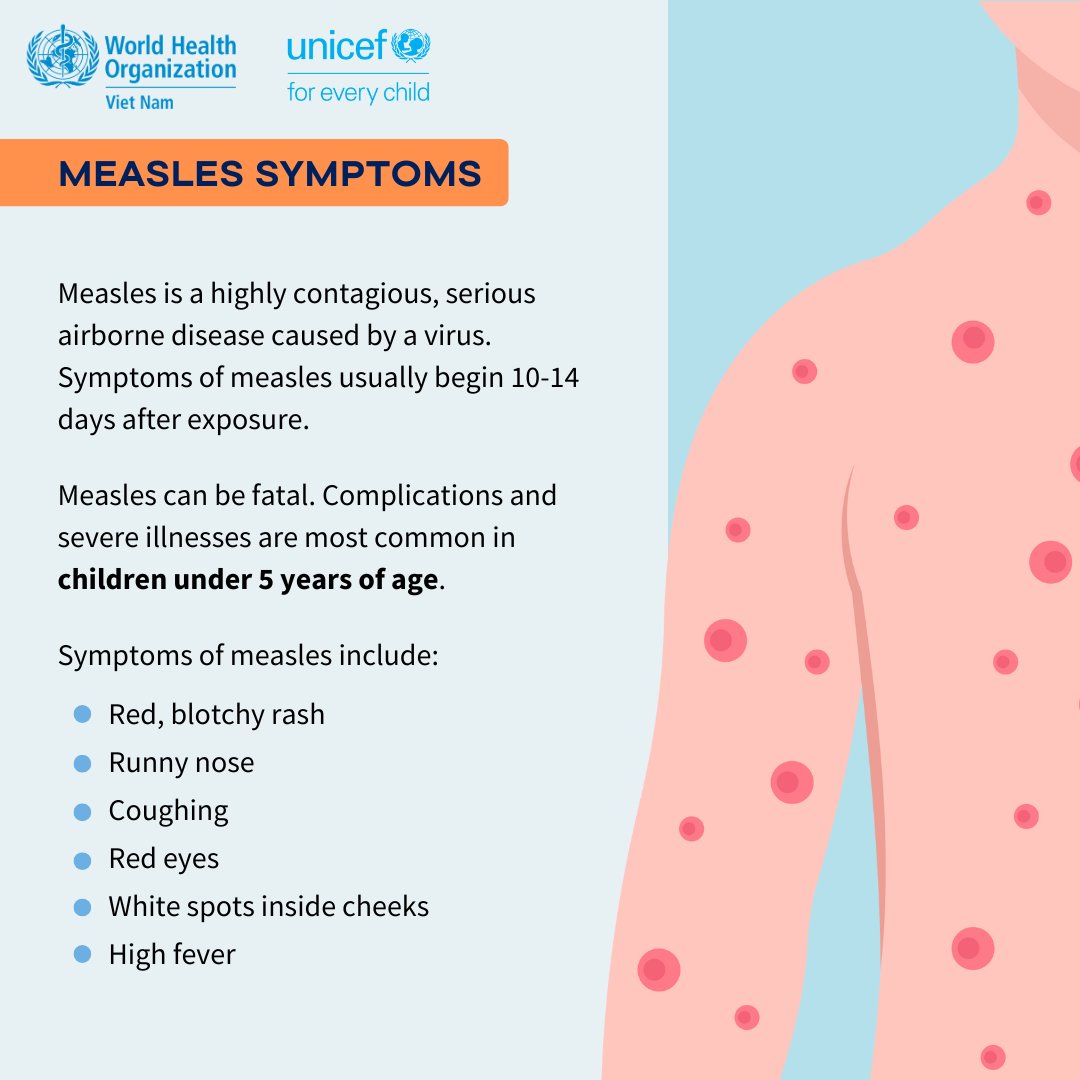 Measles is highly contagious and can be fatal. Although anyone can be infected, complications and severe illnesses are most common in children under 5 years of age, with unvaccinated and under-vaccinated children at highest risk.

#Measles outbreaks are preventable if the