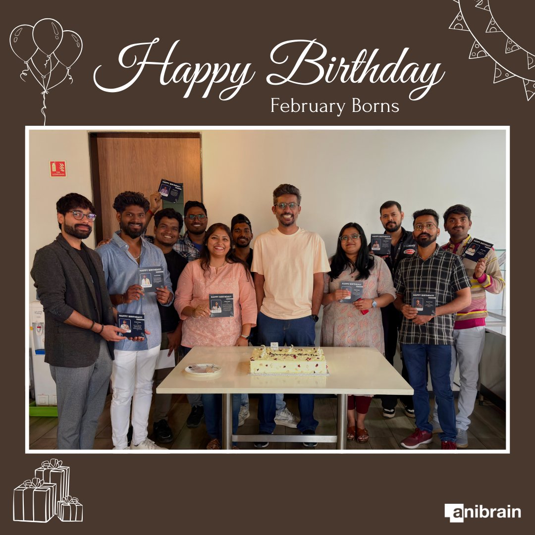 AnibrainVFX's tweet image. Happy Birthday to our February stars! 🎂 Wishing you a year filled with success, laughter, and joy!

#Anibrain #FebruaryBirthdays #OfficeCelebration #HappyBirthday #FebruaryBorns #BirthdayCelebration