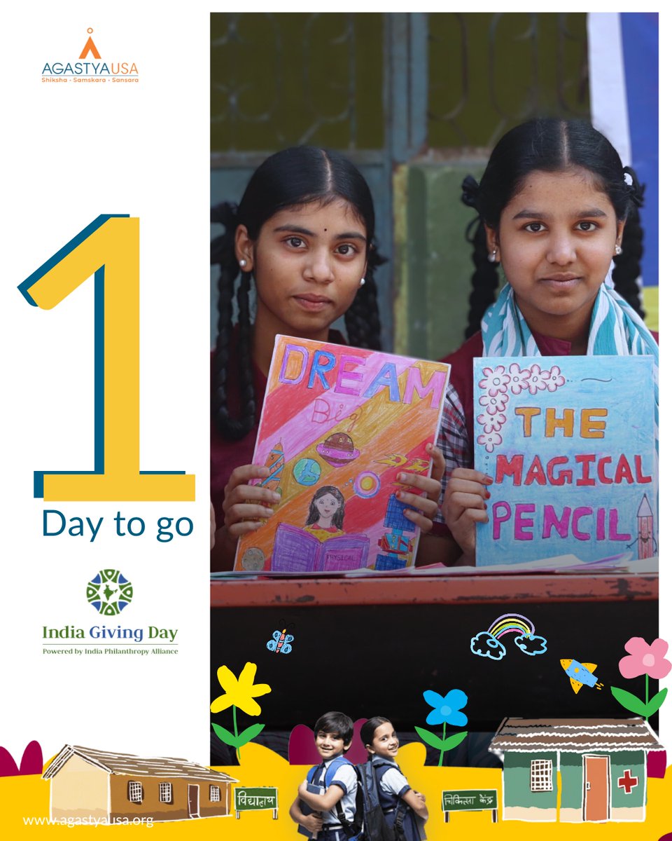 1 DAY TO GO! 🚀
India Giving Day is almost here! This is your chance to #ActForImpact and make a big impact.
🌍 Support Agastya USA and help us bring hands-on learning to 37 MILLION children over the next 5 years!
🔗 Learn more &amp; support: indiagivingday.org/organizations/…
#indiagivingday