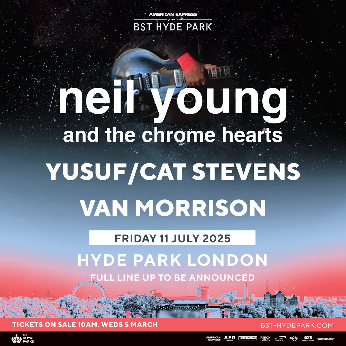 Incredible lineup ! 

#NeilYoung #CatStevens #VanMorrison