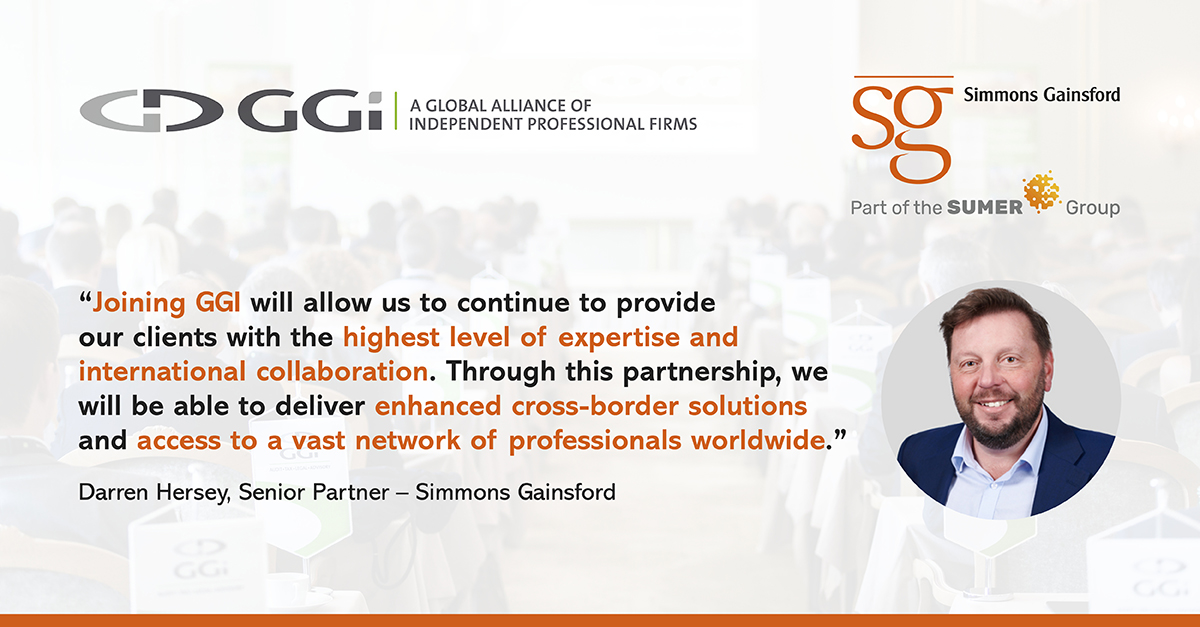 Simmons Gainsford is delighted to announce our new partnership with <a href="/GGI_GA/">GGI Global Alliance</a>, the world’s leading global alliance of independent professional services firms. Read more: bit.ly/4hS7AZg