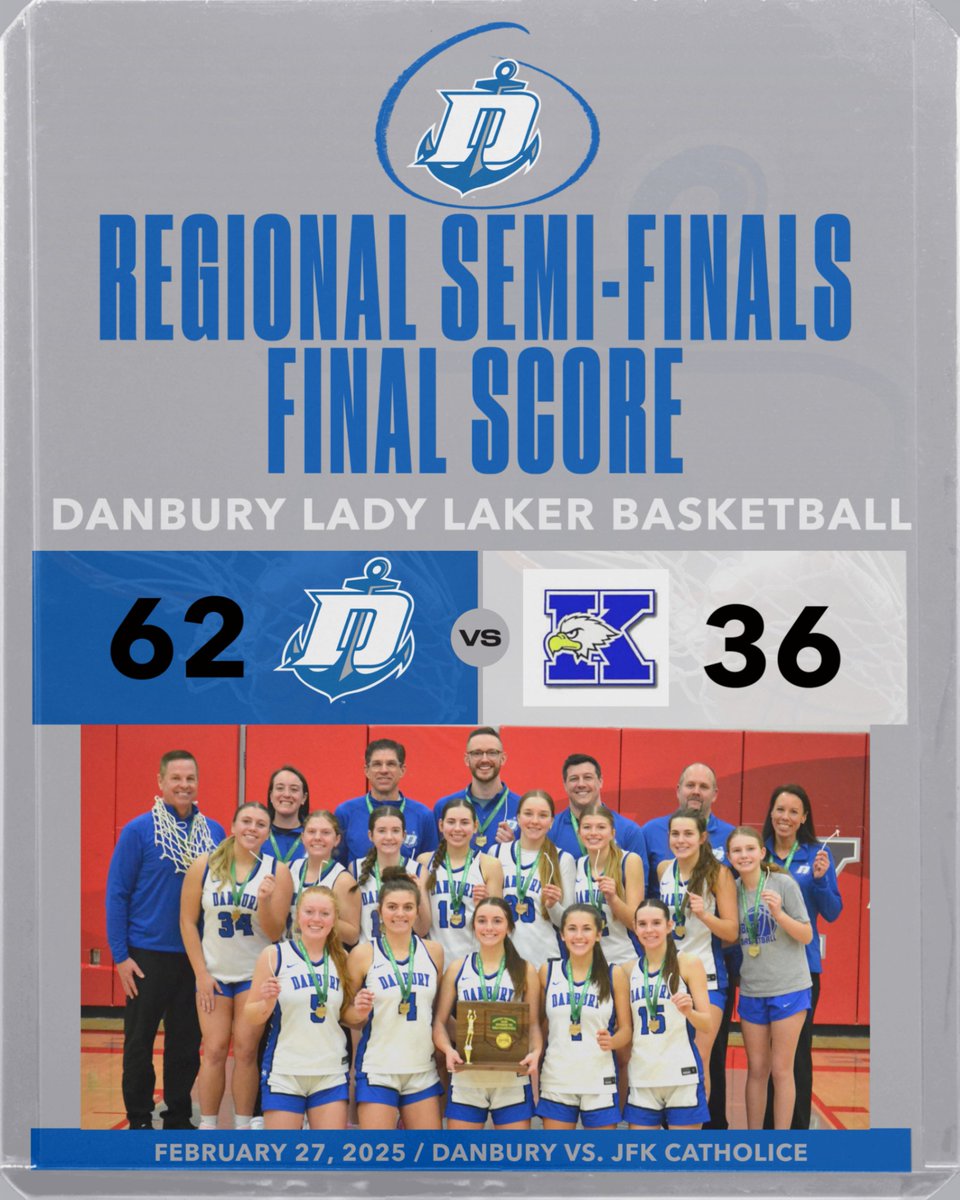 DanburyAthDept's tweet photo. Congratulations to the Lady Lakers on the first ever victory at the regional basketball championships in school history.  Keep it going Lady Lakers! https://t.co/ciR4mSrxoc