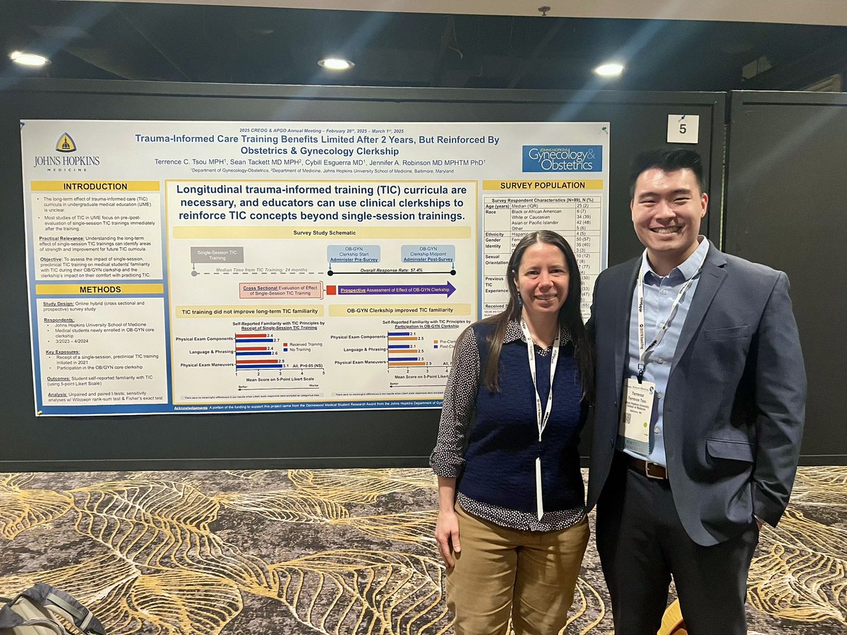 Come check out our poster on trauma-informed care at #2025CAAM! Thank you <a href="/ToubabBravo/">Jenny Robinson Protect Abortion</a> for your mentorship and the support of <a href="/HopkinsGynOb/">Johns HopkinsGynOB</a> Damewood Medical Student Research Award!

<a href="/apgonews/">APGO News</a> <a href="/HopkinsMedicine/">Johns Hopkins Medicine</a> <a href="/HopkinsMedNews/">Hopkins Med News</a>