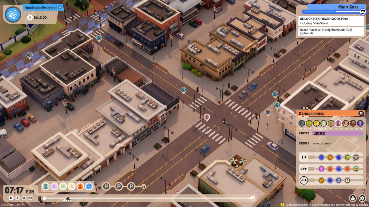 Notice the little diamond icon in the Demographics window? 💎

Hipsters (in this case) not only want to eat food with the right ingredients but they also need the meal to be particularly flavorful! 🤤

Work your magic inside your truck and steal their hearts with your dishes!