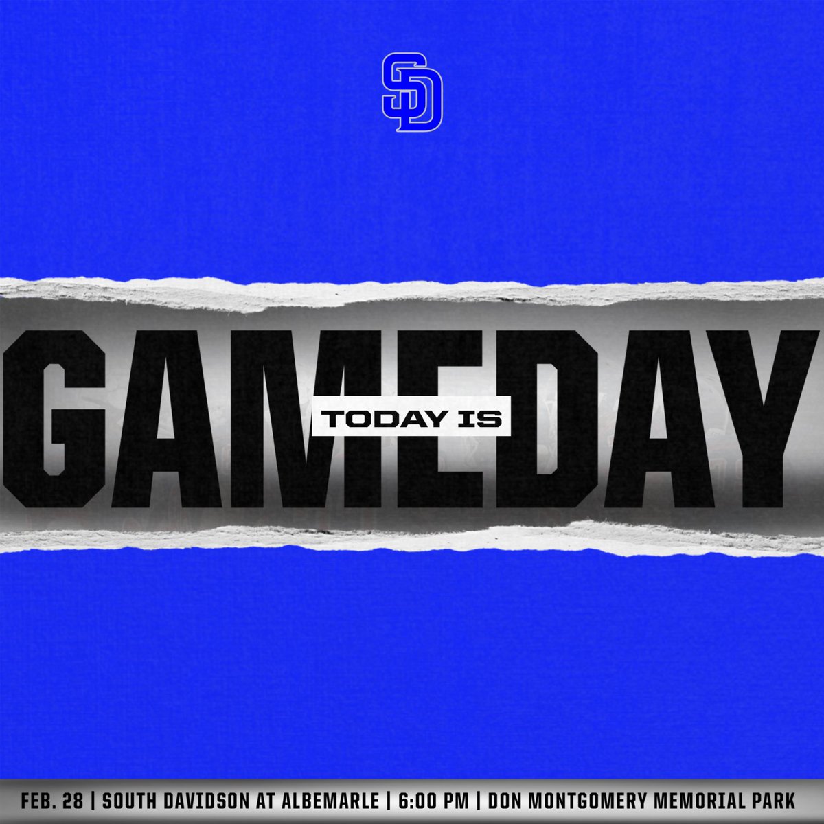 🚨Game Day🚨
@ Albemarle
📍Don Montgomery Memorial Park
🕰️ 6:00 PM
<a href="/sdwildcatsports/">SD Wildcat Athletics</a> <a href="/ctadams_3/">Chris Adams</a> <a href="/sdavidson_AD/">South Davidson Athletic Director</a> <a href="/coachkp1750/">Kevin Park</a> 
#wearewildcats