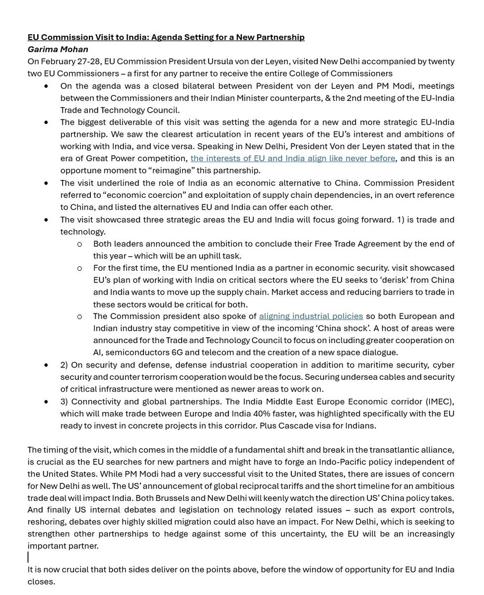 As the historic visit of EU Commission to Delhi concludes, some thoughts on the key takeaways from the last two days