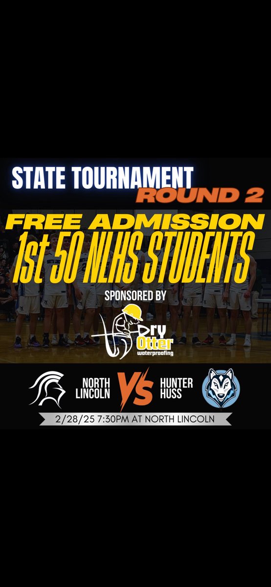 GAMEDAY!! Round 2 of the State Playoffs @ Home vs. Hunter Huss!! A win breaks the single season wins record for NLHS Men’s basketball!!