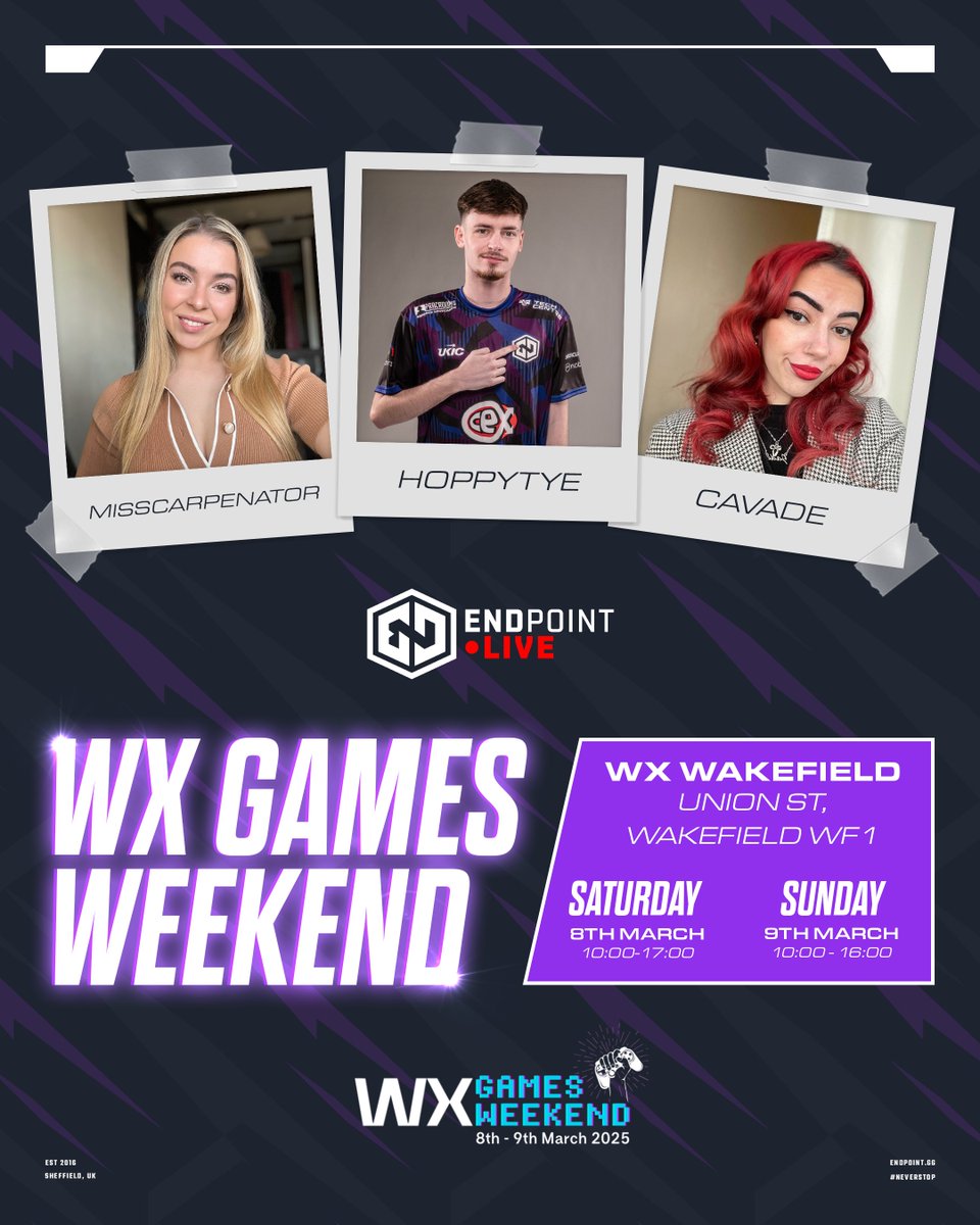 Endpoint CeX (@teamendpoint) on Twitter photo Come meet us at <a href="/wxwakefield/">wxwakefield</a> Games Weekend with <a href="/gamerepublic/">Game Republic is on Bluesky</a> 🙌
FREE event where you can play with our creators and much more 🤩
📅 Saturday 8th and Sunday 9th March
🌍 WX Exchange, Wakefield Come meet us at <a href="/wxwakefield/">wxwakefield</a> Games Weekend with <a href="/gamerepublic/">Game Republic is on Bluesky</a> 🙌
FREE event where you can play with our creators and much more 🤩
📅 Saturday 8th and Sunday 9th March
🌍 WX Exchange, Wakefield
