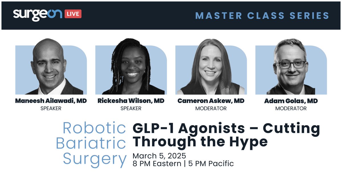 The countdown is on! In just 5 days, we’re diving into GLP-1 Agonists in bariatric care at the Robotic Bariatric Master Class. What are your biggest questions? Bring them to the discussion!

Download SurgeOn here: hubs.li/Q0380DZt0
Event link: hubs.li/Q0380X7d0