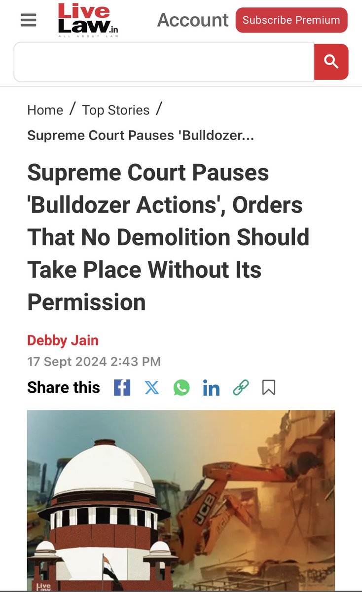 I’m of the firm opinion that no government should indulge in #BulldozerAction to demolish the houses of accused how so ever grievous the offences maybe ! Even the Hon’ble Supreme Court has recently held that no homes should be demolished without its permission ! 

I’m surprised