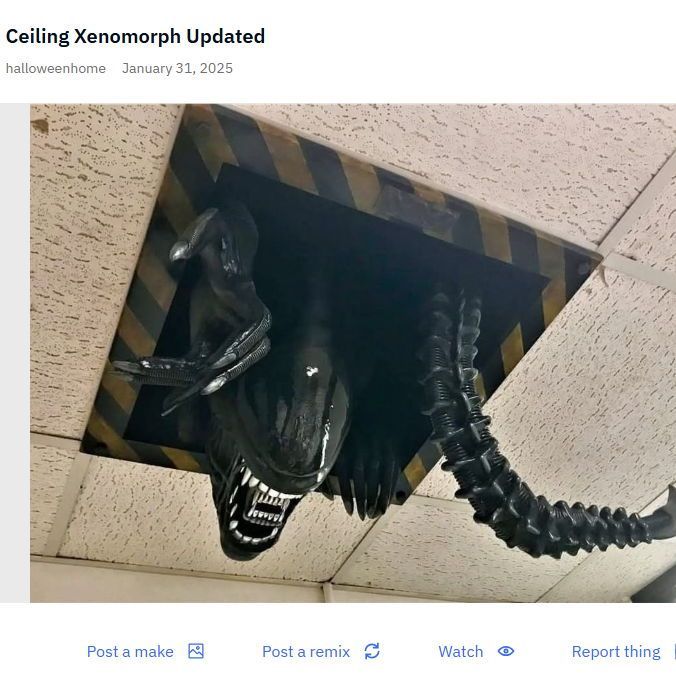 Just wow! 
You are a genius whoever designed this amazing Xenomorph #Alien 3D print on @Thingiverse but I don't know if I could get away with having this creepy dude on the roof of our new #Makerspace!
#filamentfriday