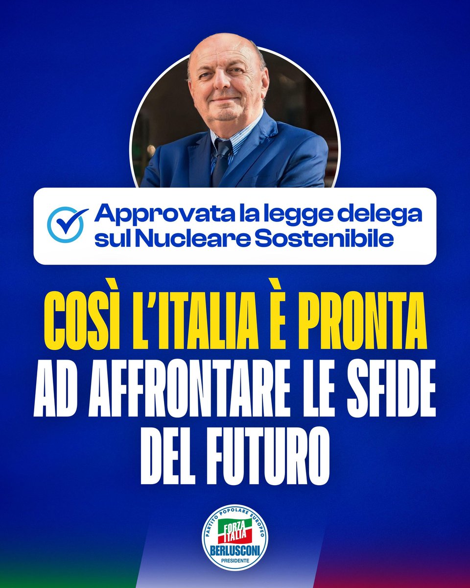 Forza Italia (@forza_italia) on Twitter photo Grazie al lavoro del Ministro dell’Ambiente e della Sicurezza Energetica, <a href="/GPichetto/">Gilberto Pichetto</a>, oggi inizia il percorso che porterà l’Italia verso il futuro con una nuova energia.
Forza Italia mantiene le promesse.
whatsapp.com/channel/0029Va… Grazie al lavoro del Ministro dell’Ambiente e della Sicurezza Energetica, <a href="/GPichetto/">Gilberto Pichetto</a>, oggi inizia il percorso che porterà l’Italia verso il futuro con una nuova energia.
Forza Italia mantiene le promesse.
whatsapp.com/channel/0029Va…