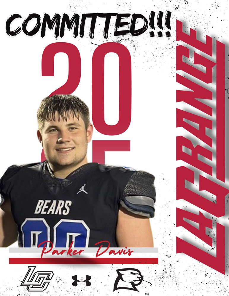 Parker Davis (@prdavis2025) on Twitter photo Thank you everybody that has helped me on my journey here. I am proud to announce my commitment to Lagrange College <a href="/Coach__Talbert/">Coach Talbert</a> <a href="/BTHS_Football/">BTHS BEARS FOOTBALL🐻🏈</a> <a href="/bhernyscoutguy/">Brian Herny</a> <a href="/LaGrangeFTBL/">LaGrange College Football</a> <a href="/LaquentinTaylor/">LaQuentin Taylor</a> <a href="/CoachWMD/">Wes Dodson</a> <a href="/CorbeinH/">Corbein Hagans</a> Thank you everybody that has helped me on my journey here. I am proud to announce my commitment to Lagrange College <a href="/Coach__Talbert/">Coach Talbert</a> <a href="/BTHS_Football/">BTHS BEARS FOOTBALL🐻🏈</a> <a href="/bhernyscoutguy/">Brian Herny</a> <a href="/LaGrangeFTBL/">LaGrange College Football</a> <a href="/LaquentinTaylor/">LaQuentin Taylor</a> <a href="/CoachWMD/">Wes Dodson</a> <a href="/CorbeinH/">Corbein Hagans</a>