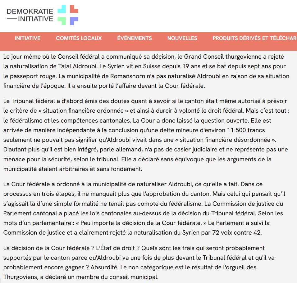 Un autre exemple sur l'importance de réformer le système de naturalisation en Suisse : l'arbitraire l'emporte une fois de plus ici.
x.com/AVierviertel/s…
