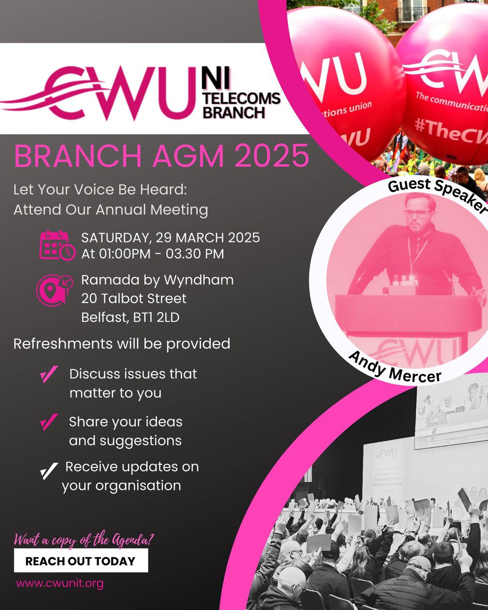 I absolutely love having the chance to speak and engage directly with members and branches

Two AGM’s over the last 6 days with some great engagement and feedback, really looking forward to this one in a few weeks ✊🏾

<a href="/CWU_nitb/">CWU Northern Ireland Telecoms Branch</a> <a href="/CWUnews/">CWU</a>