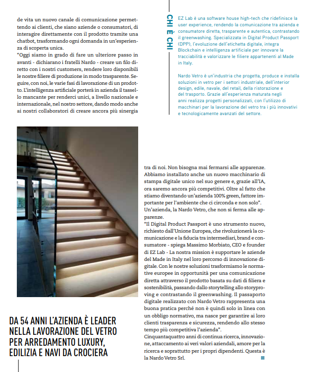 nardovetro's tweet photo. Rivista del Vetro è la principale fonte di informazione per tutti gli operatori del settore vetrario. 

Nell'uscita di febbraio-marzo viene riportato un articolo relativo al passaporto digitale con AI, all'Innovazione e alla trasparenza della Nardo-Vetro. https://t.co/jOcH4GBHJt