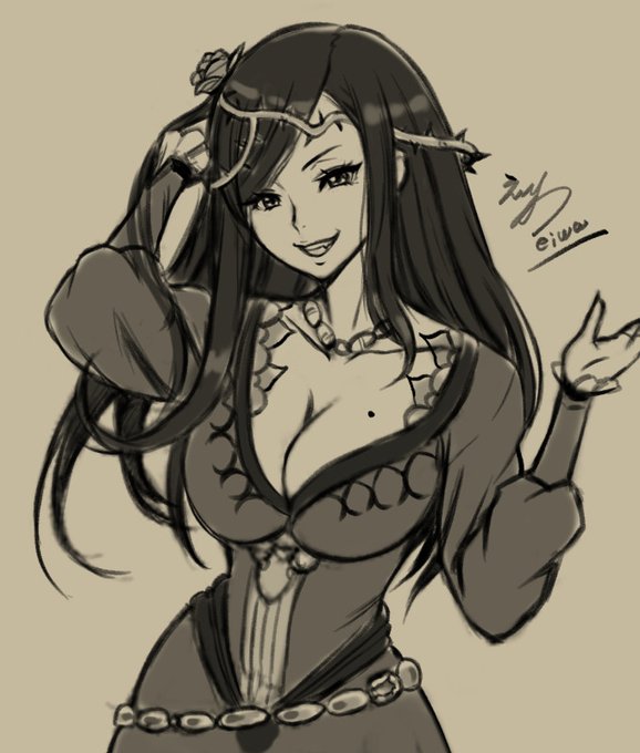 らくがき～オリジナルの悪女風キャラ
#イラスト 