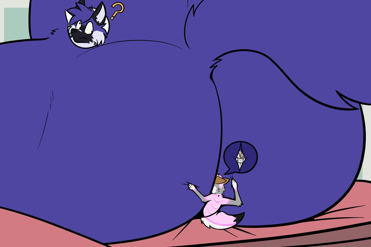 Rayne is a big DUMMY and forgot to look before plopping his big blue ass right on top of me >:v He's lucky I like him so much...

Art by the lovely <a href="/SolaceLunis/">Local Fop Boy</a> :3