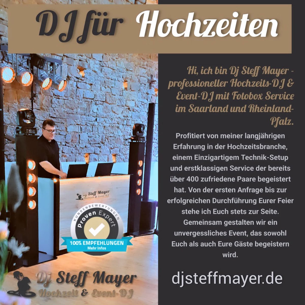 Keeperofthe7thk's tweet photo. Hallo und Herzlich willkommen an alle neuen Follower und an alle die mir schon länger folgen 📷
Hi, ich bin Dj Steff Mayer - professioneller Hochzeits-DJ &amp; Event-DJ mit Fotobox Service im Saarland und Rheinland-Pfalz.
Booking und Infos 📷 https://t.co/OEfkTopEWx https://t.co/SETm5YyH3G