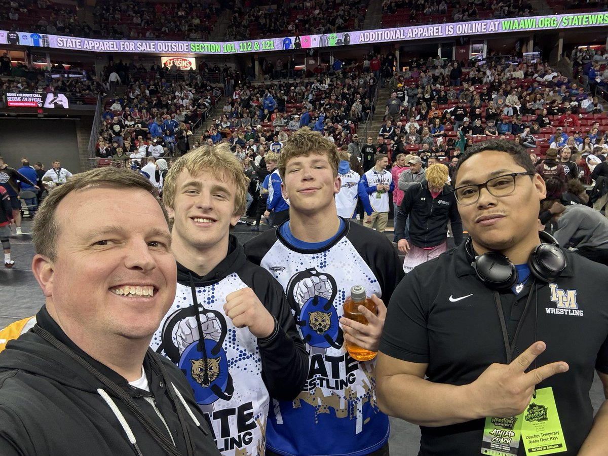 Owen and Tommy are back on the mat today at 1 pm to continue their quest for the podium at state! #LCatPride
