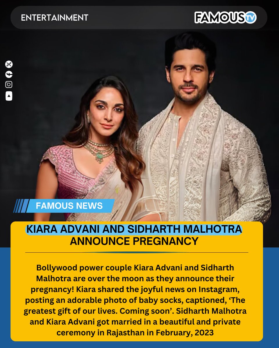 FamousTVIndia's tweet photo. Kiara Advani  and Sidharth Malhotra celebrated their second wedding anniversary on  February 7 with a playful video tribute. Kiara recreated a memorable  moment from their wedding video, adding a humorous touch to the  occasion. #KiaraAdvani #SidharthMalhotra https://t.co/xiIgzQs4D2
