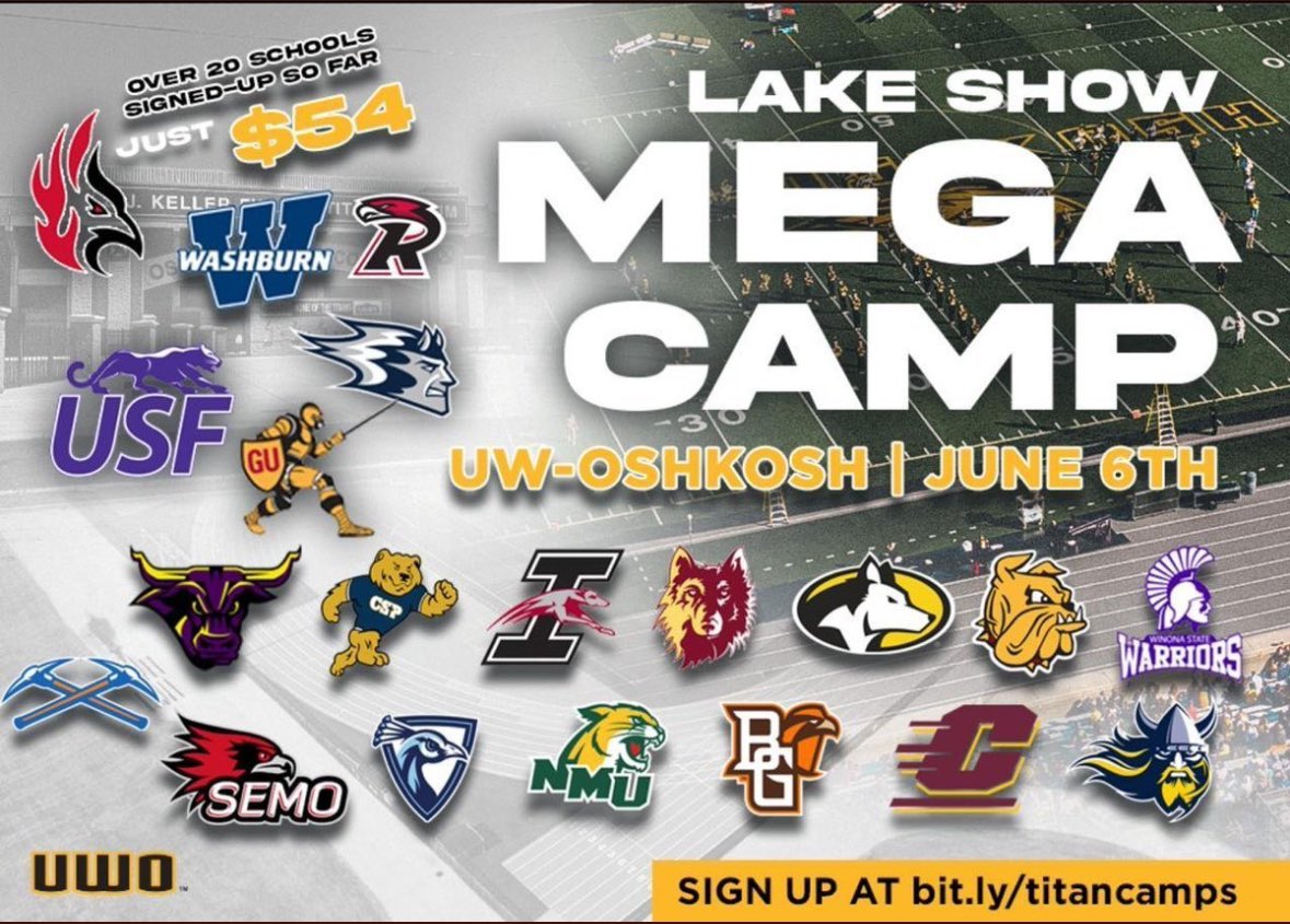 AGTG and a big thank you to <a href="/CoachJBRob/">Jack Robinson</a> at <a href="/UWOFootball/">UW-Oshkosh Football</a> for the camp invite! Can’t wait to get out there
And work!!! <a href="/OJW_Scouting/">PrepRedzone Oliver</a> <a href="/MJ_NFLDraft/">Mark Johnson</a> <a href="/PrepRedzoneWI/">Prep Redzone Wisconsin</a> <a href="/Susan47475924/">Susan Grand</a>