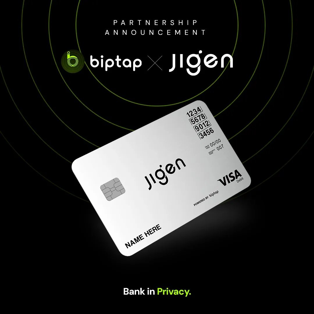 Partnership <a href="/JigenLabs/">Jigen</a> x <a href="/biptapofficial/">biptap</a> 

Get your Jigen x Biptap virtual card free and unlock: 
🪂 $BTAP token airdrop  
🌏 crypto spending across 100+ countries 
📲 easy tap-and-pay with your phone 
⚡️ instant fund loading 

Get your FREE card now: 
jigen.biptap.com