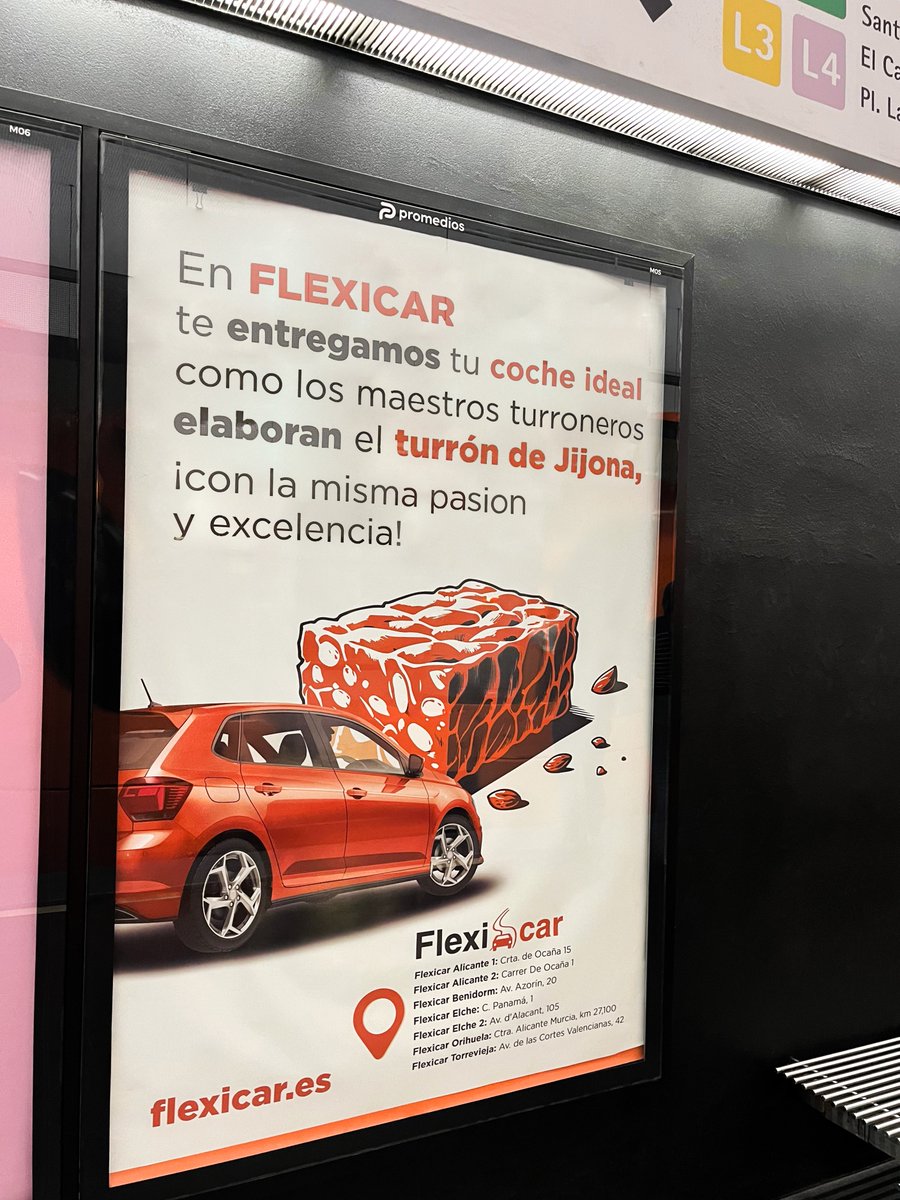 😅Gracias a todos los que nos habéis avisado de que este anuncio está en la estación Mercado del TRAM Alicante.
Realmente estamos orgullosos de que los maestros turroneros de Jijona sean un ejemplo de pasión y excelencia para otros sectores 
#TramAlacant #Jijona #turondejijona