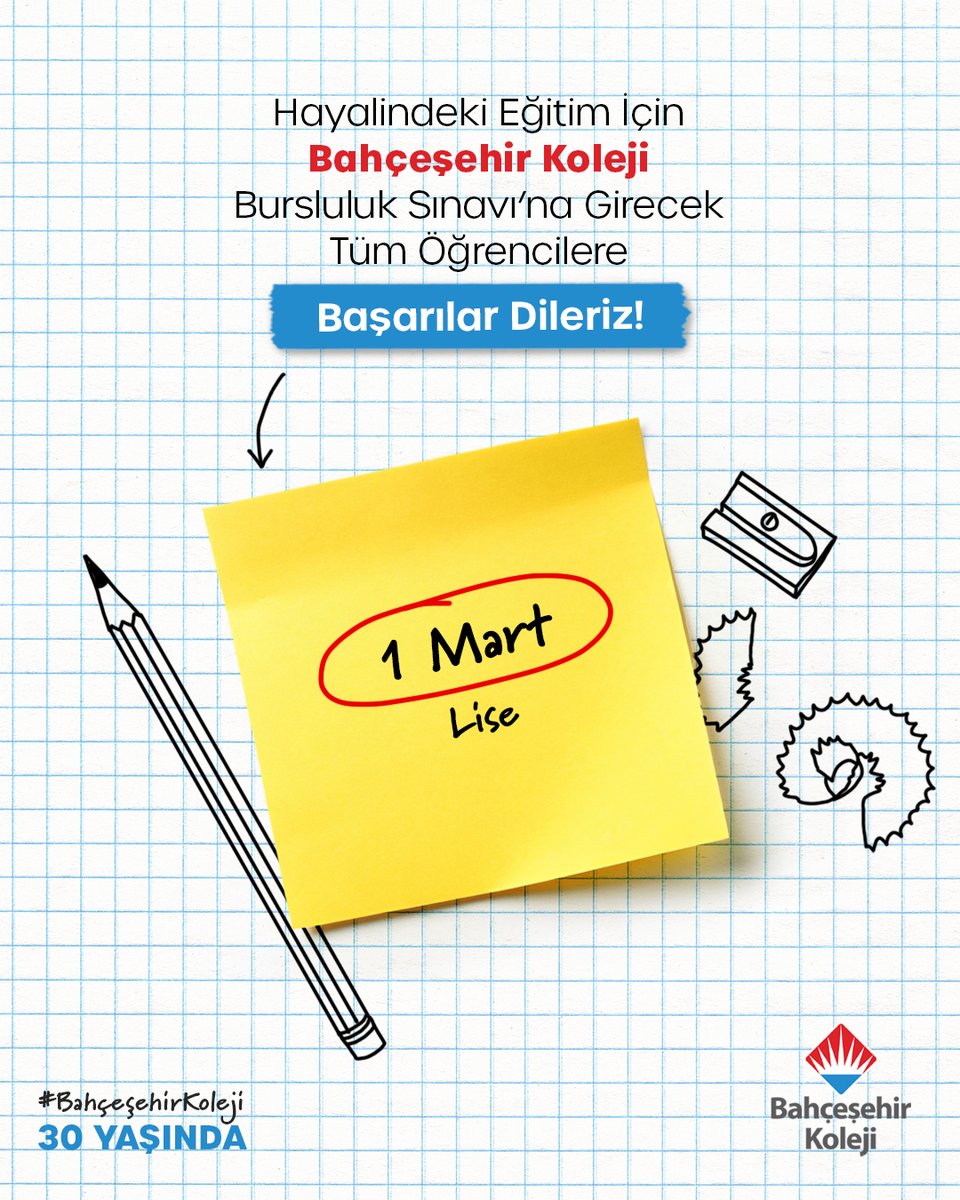 1 Mart Cumartesi günü gerçekleşecek “Bahçeşehir Koleji Bursluluk Sınavı”na katılacak tüm lise öğrencilerine başarılar diliyoruz! ☺️

Hayallerine bir adım daha yaklaşmak için #SıraSende 💙❤️

#BahçeşehirKoleji