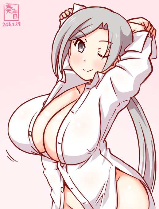 「提督、デイリーニン務が更新されました。
 私と片付けちゃいますか♥」

#艦これ版真剣お絵描き60分一本勝負_20250228
#千歳 