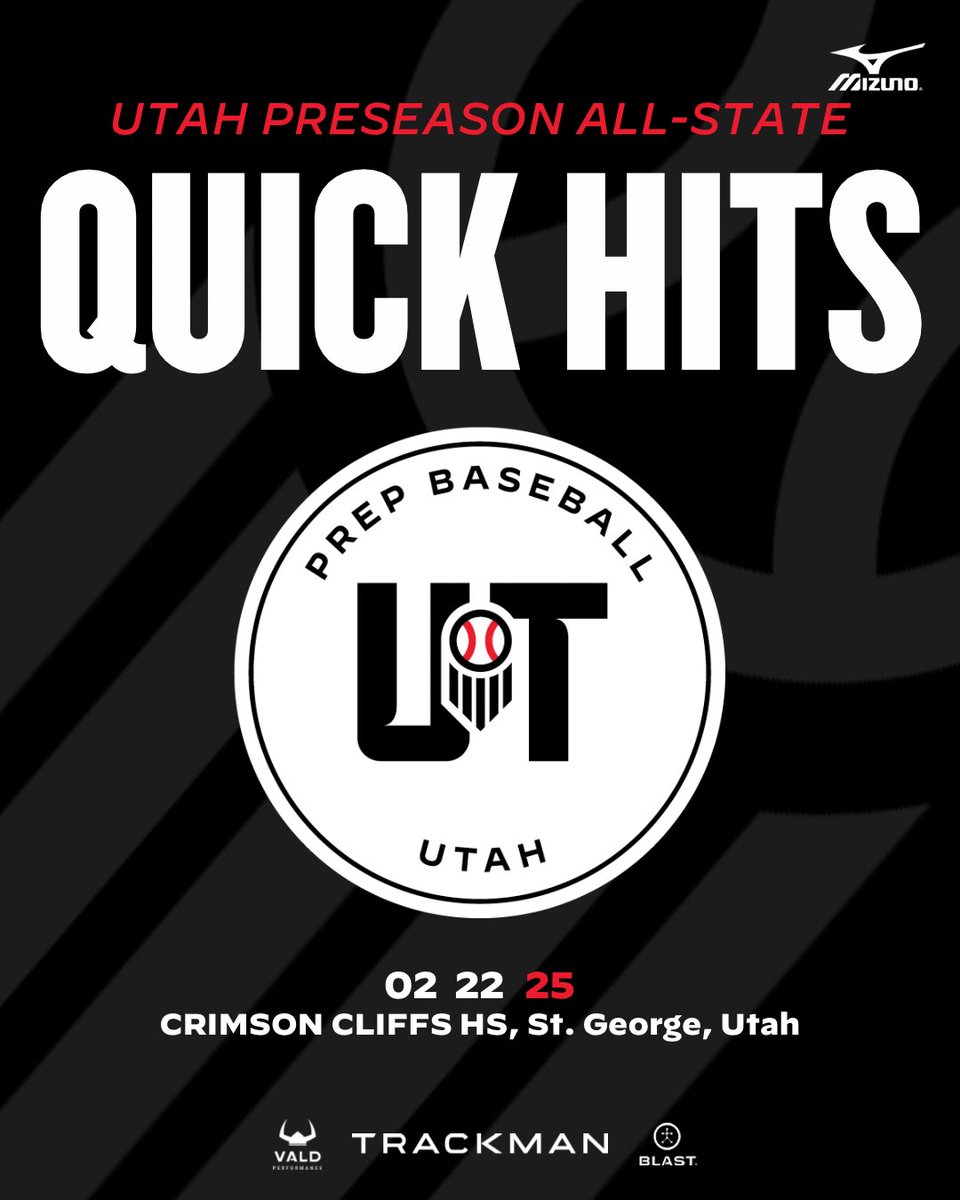 𝓟𝓻𝓮𝓼𝓮𝓪𝓼𝓸𝓷 𝓐𝓵𝓵-𝓢𝓽𝓪𝓽𝓮 ⛰️🏜️

"𝘘𝘜𝘐𝘊𝘒 𝘏𝘐𝘛𝘚” 𝘛𝘩𝘦 𝘖𝘶𝘵𝘧𝘪𝘦𝘭𝘥𝘦𝘳𝘴!

We held the 5th annual Utah Preseason All-State last Saturday at Beautiful <a href="/CrimsonCliffs/">Crimson Cliffs Baseball</a> in Washington, UT. 

Over the past 4 years of this event, 1️⃣8️⃣7️⃣ players have gone on to play