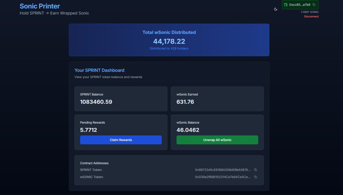 <a href="/PancakeSwap/">PancakeSwap</a> $SPRINT SKYROCKETING on #Sonic! 4% rewards in $S, low volume, massive potential. Holders are seeing gains—time to soar to new highs! <a href="/SonicPrinter_/">Sonic Printer</a> #CryptoHype”