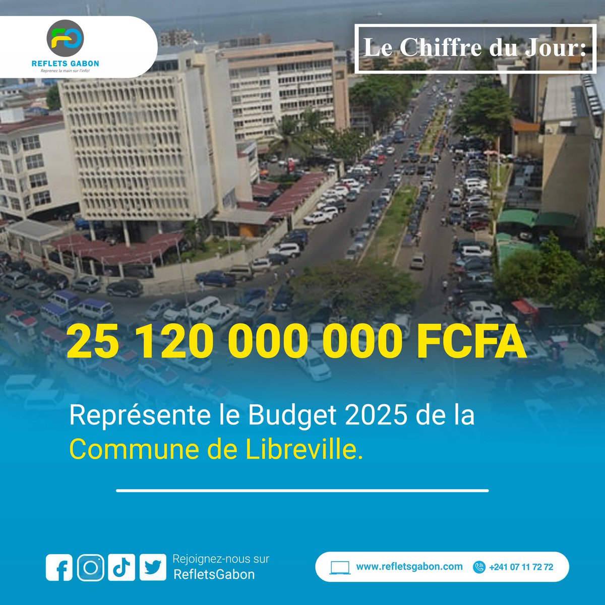 [Le chiffre du Jour]- Le Conseil ad hoc de la Mairie de Libreville a validé, le 27 février 2025, à l'unanimité, le projet de budget primitif pour l'année 2025. Évalué à 25,12 milliards de FCFA, ce budget marque une réduction significative par rapport aux 26,68 milliards de 2024.